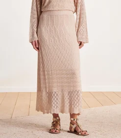 La Fée Maraboutée Halflange beige gehaakte rok lightBeige Clearance