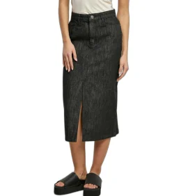 Urban Classics Halflange denim rok voor dames black New