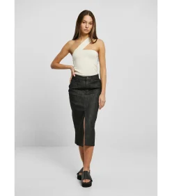Urban Classics Halflange denim rok voor dames black New