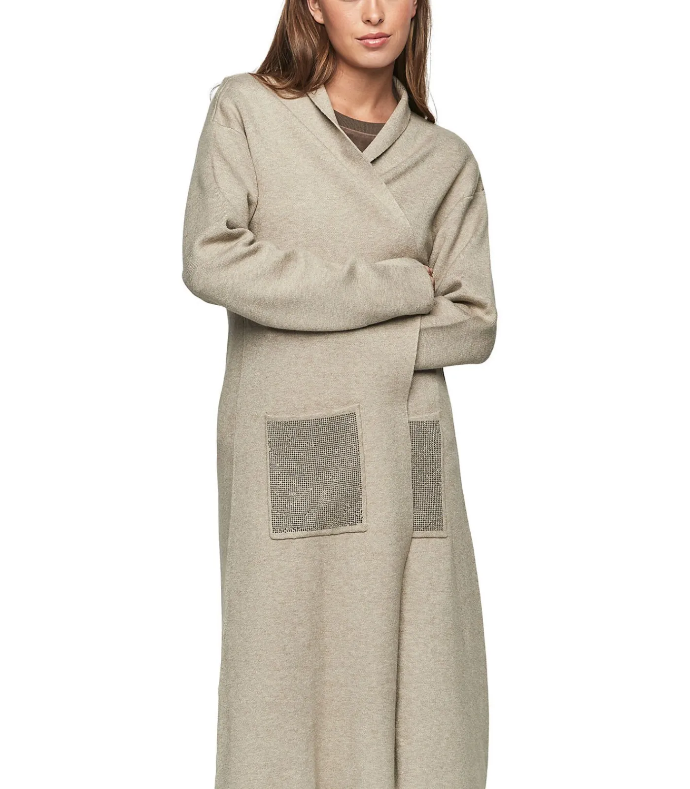 SELMARK Halflange jas met glanzende zakken PC1 STYLE ADD taupe Discount
