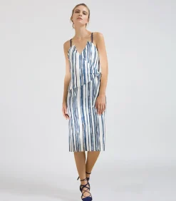 Smart & Joy Halflange overslagjurk met gestreepte print blue Clearance