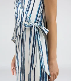 Smart & Joy Halflange overslagjurk met gestreepte print blue Clearance