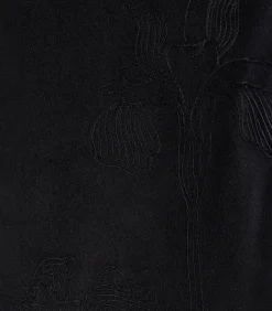 La Fée Maraboutée Halflange zwarte mantel met wollen borduurwerk black Outlet