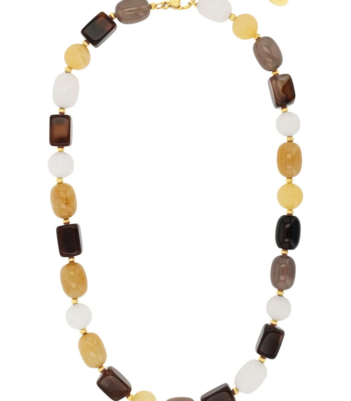 s.Oliver Halsketting voor dames, roestvrij staal, synthetische edelsteen, jade, agaat gold Outlet