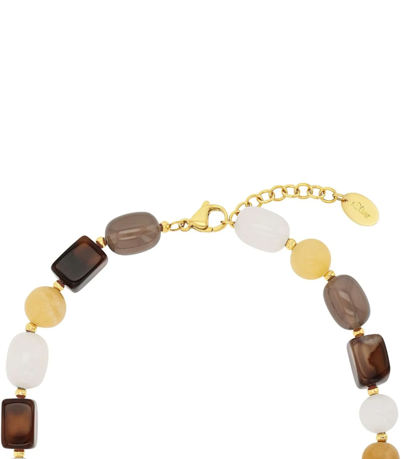 s.Oliver Halsketting voor dames, roestvrij staal, synthetische edelsteen, jade, agaat gold Outlet