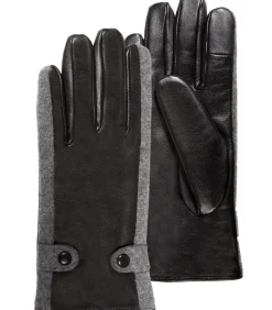 ISOTONER Handschoenen lamsleer/wol voor dames Zwart black