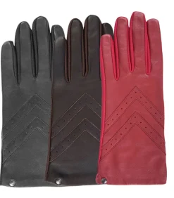 ISOTONER Handschoenen van tactiel leer en stof voor dames Rood red Best
