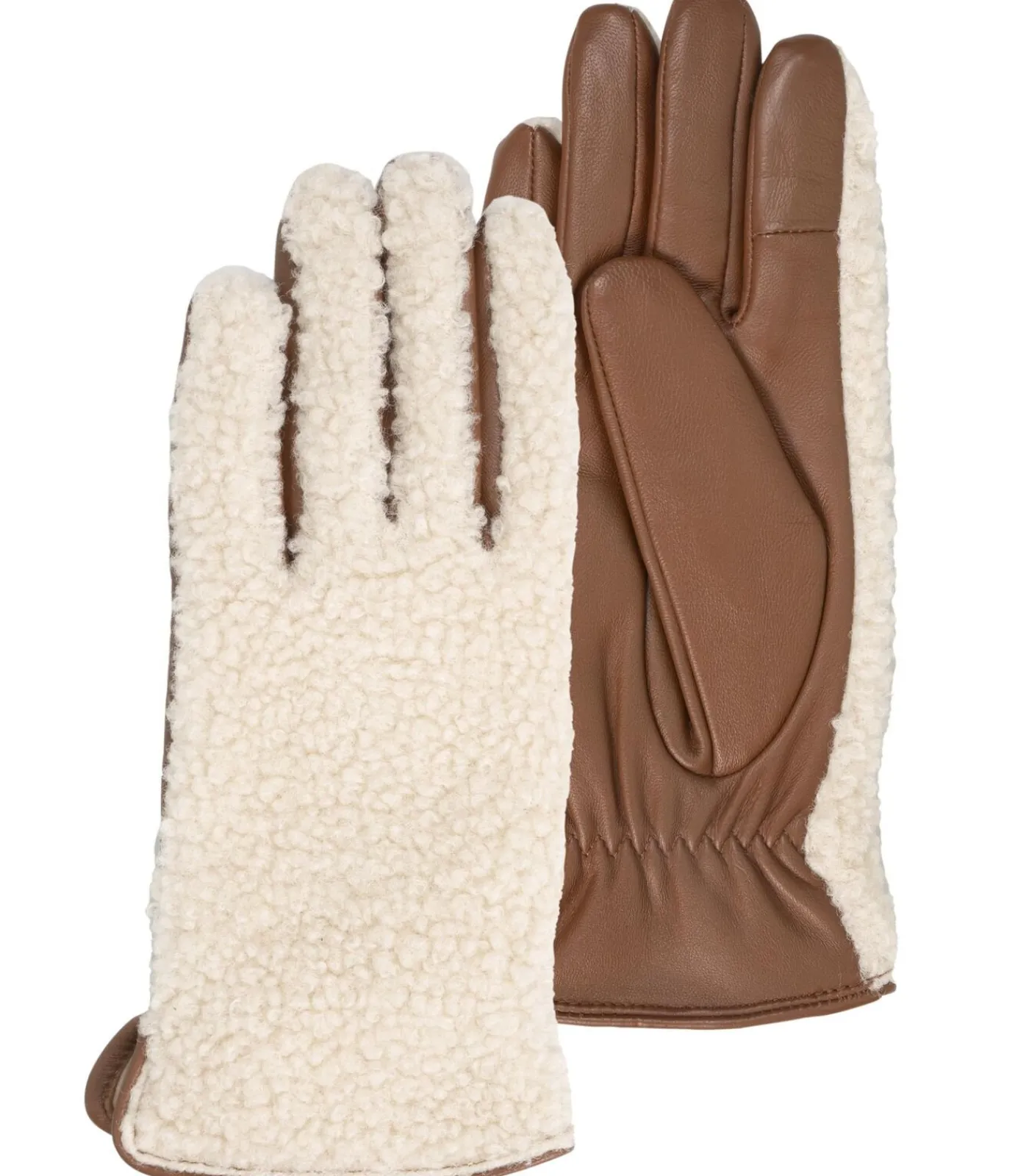 ISOTONER Handschoenen voor dames Warm leer Sherpa/Cognac brown Clearance