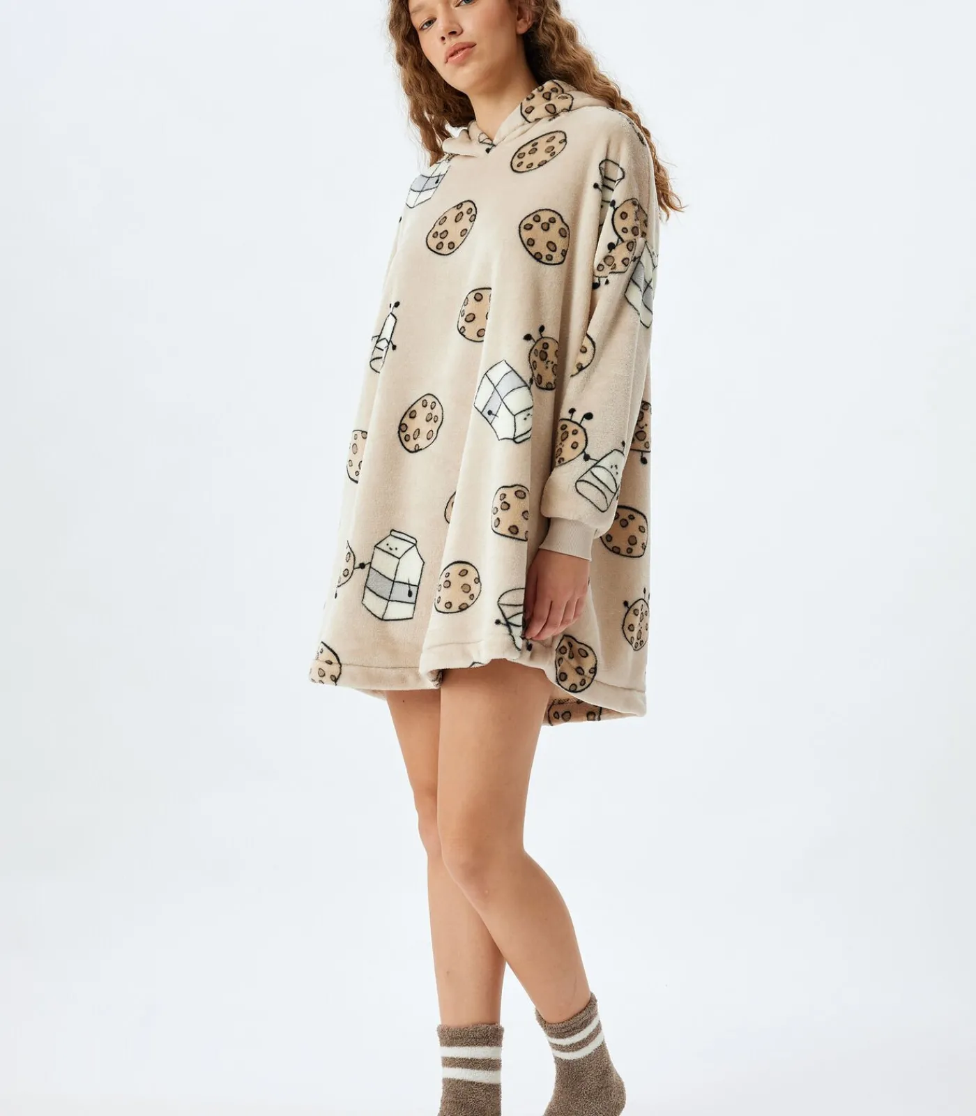 Koton Heup lengte Stof gedetailleerd Badjas beige Discount