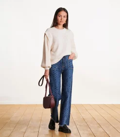 La Fée Maraboutée High waist printed flare jeans in biologisch katoen navyBlue Sale