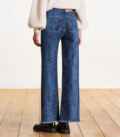 La Fée Maraboutée High waist printed flare jeans in biologisch katoen navyBlue Sale