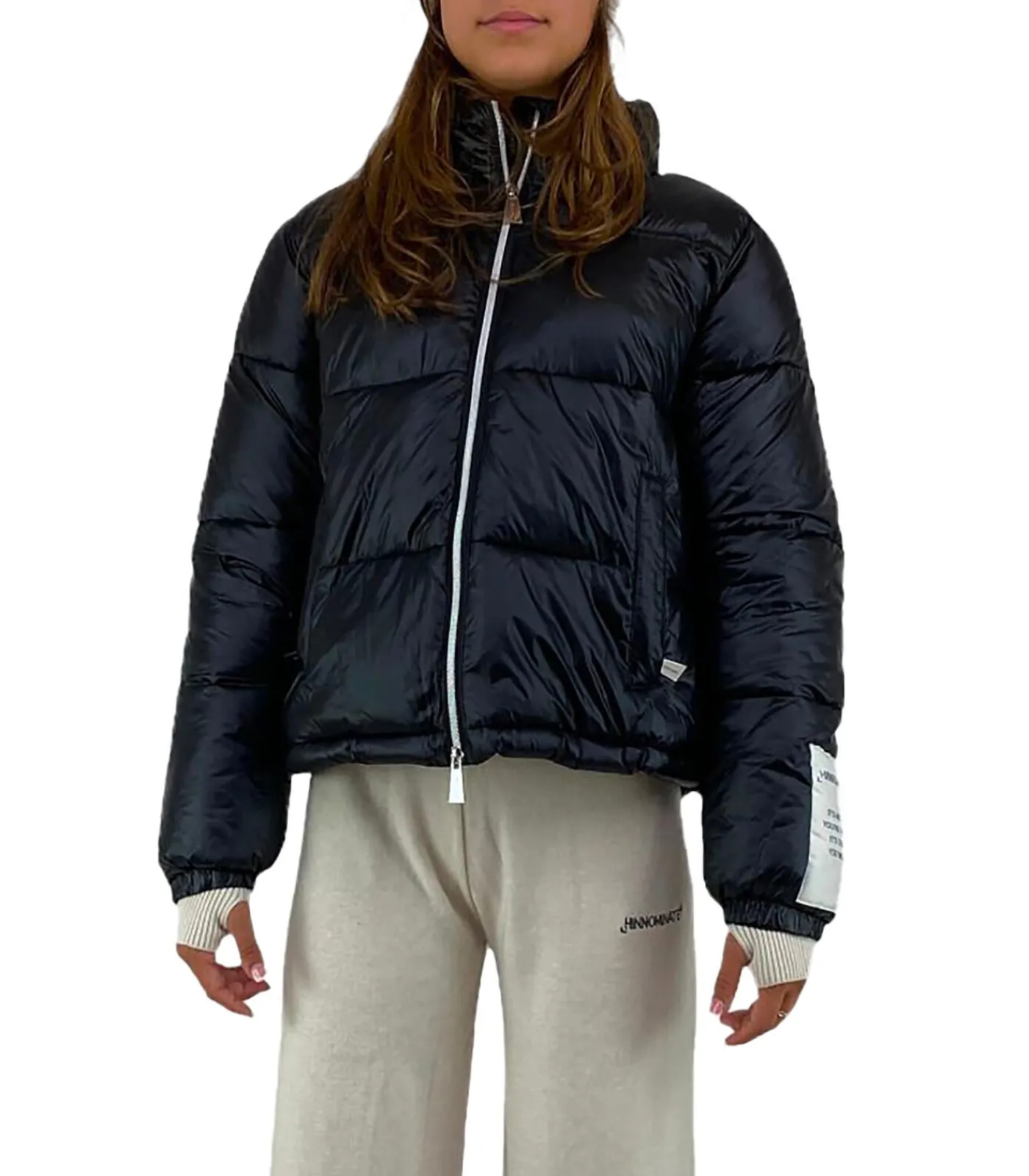 HINNOMINATE Jas Korte Nylon Donsjas Met Alle Ritssluitingen En Polslabel black Discount