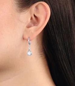 Amor hoepel oorbellen voor dames, 925 Sterling zilver, zirkonia synth. silver New