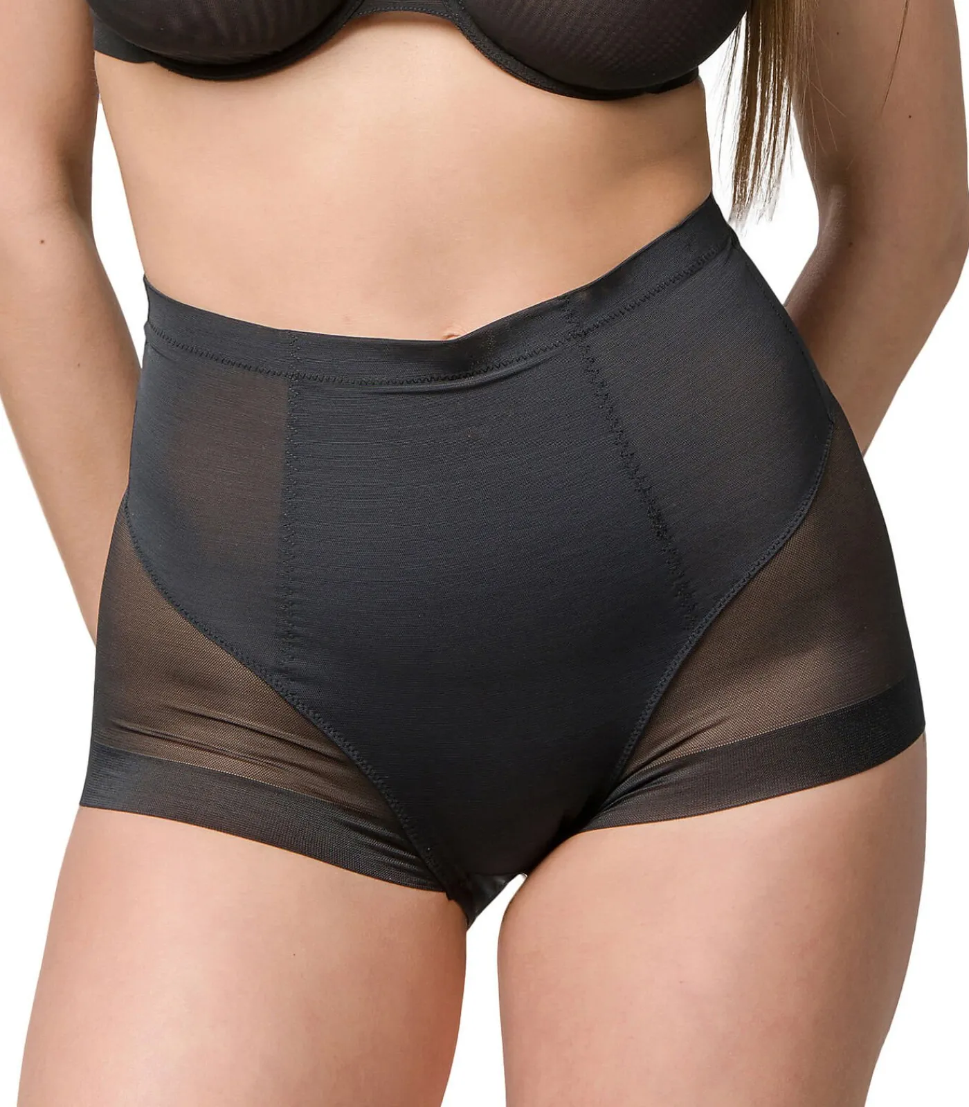 LUNA Hoge taille mesh afslankingslip 26 cm Sculpt black Best