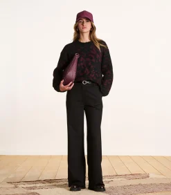 La Fée Maraboutée Hoge taille pantalon in zwart milano black Clearance