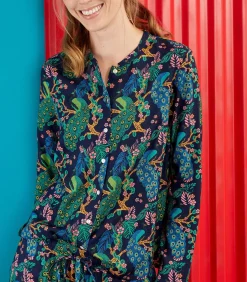 La Fiancée HOLT Vloeiend Pyjamashirt darkBlue New
