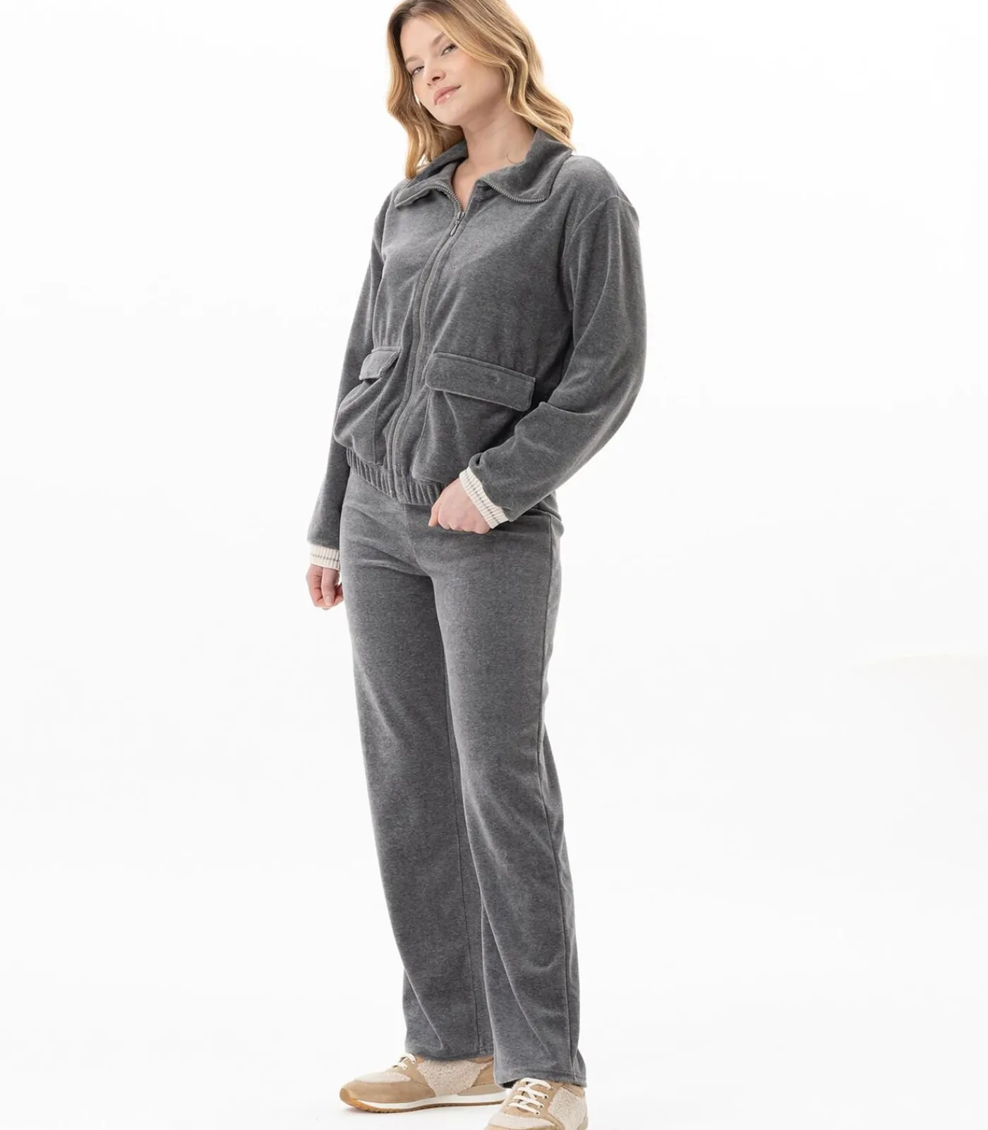LE CHAT Homewear-set met ritssluiting van fluweel COUNTRY 126 gray Clearance