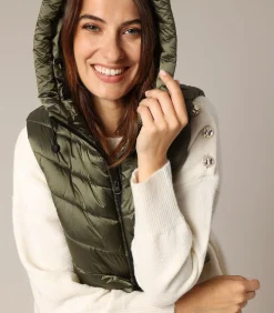 Deeluxe HOODIE - Afneembare, gewatteerde capuchonkraag met rits khaki New