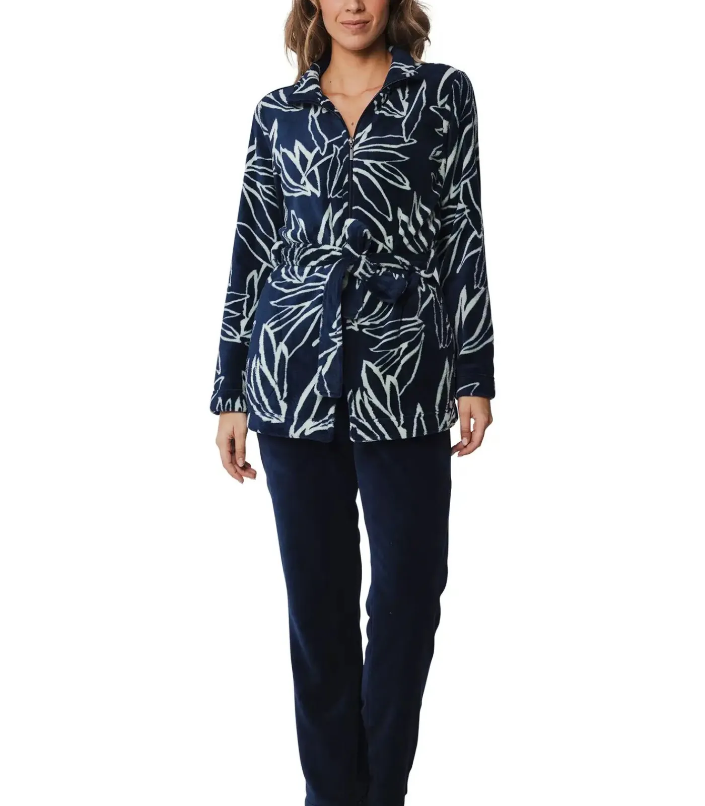 Pastunette Huispak Dames Fleece - Donkerblauw - Warm winter 2-delig pyjama pak blue New