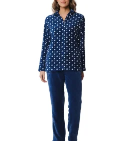 Pastunette Huispak Dames Fleece - Donkerblauw pyjama pak met rits - Warm blue Discount