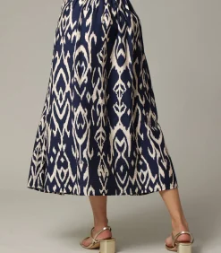 Deeluxe ILLIA - Midirok van viscose met etnische patronen en elastische taille navyBlue Sale