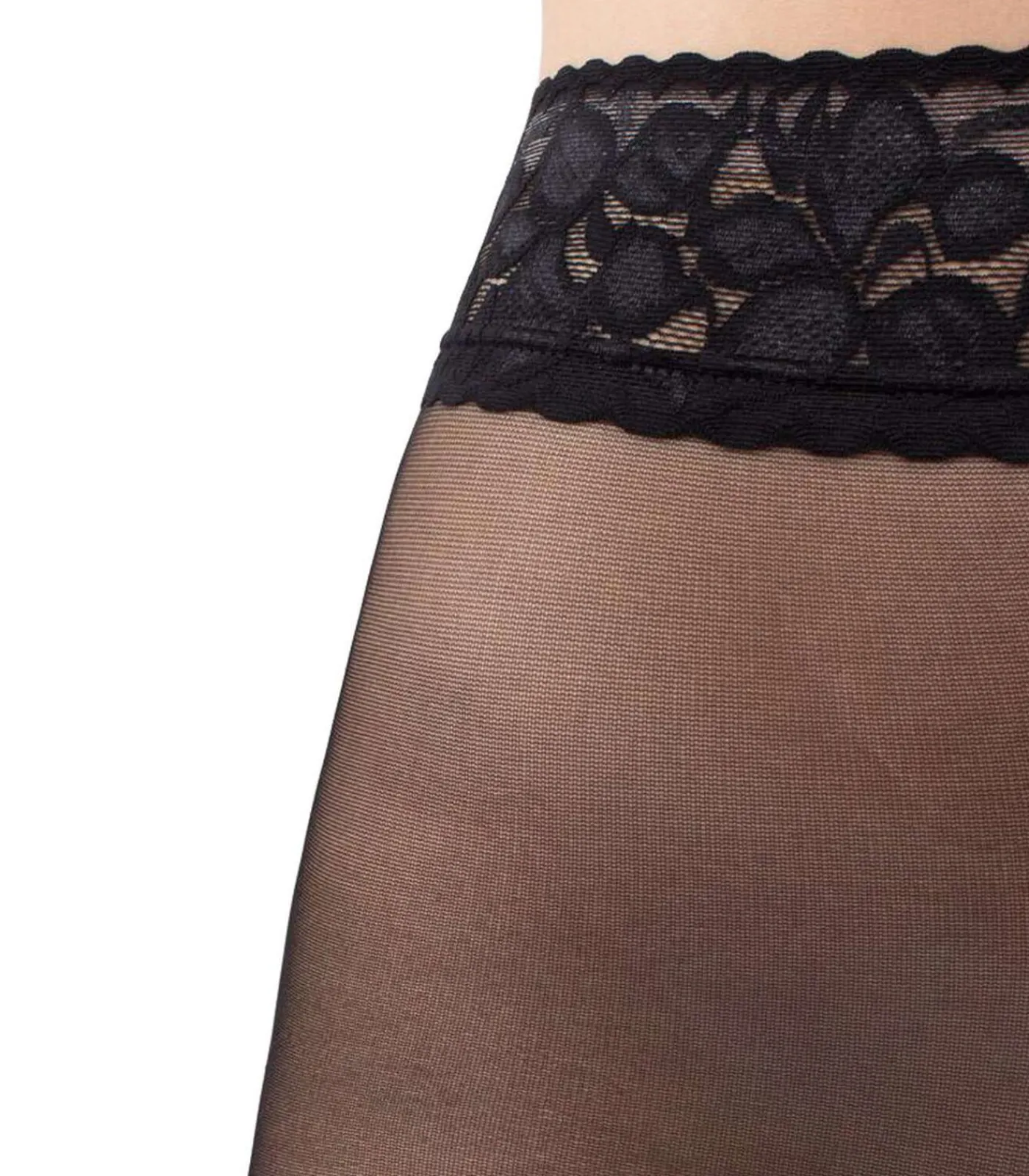 Giulia Impresso 40den Panty met kanten taille - Zwart - L black Best