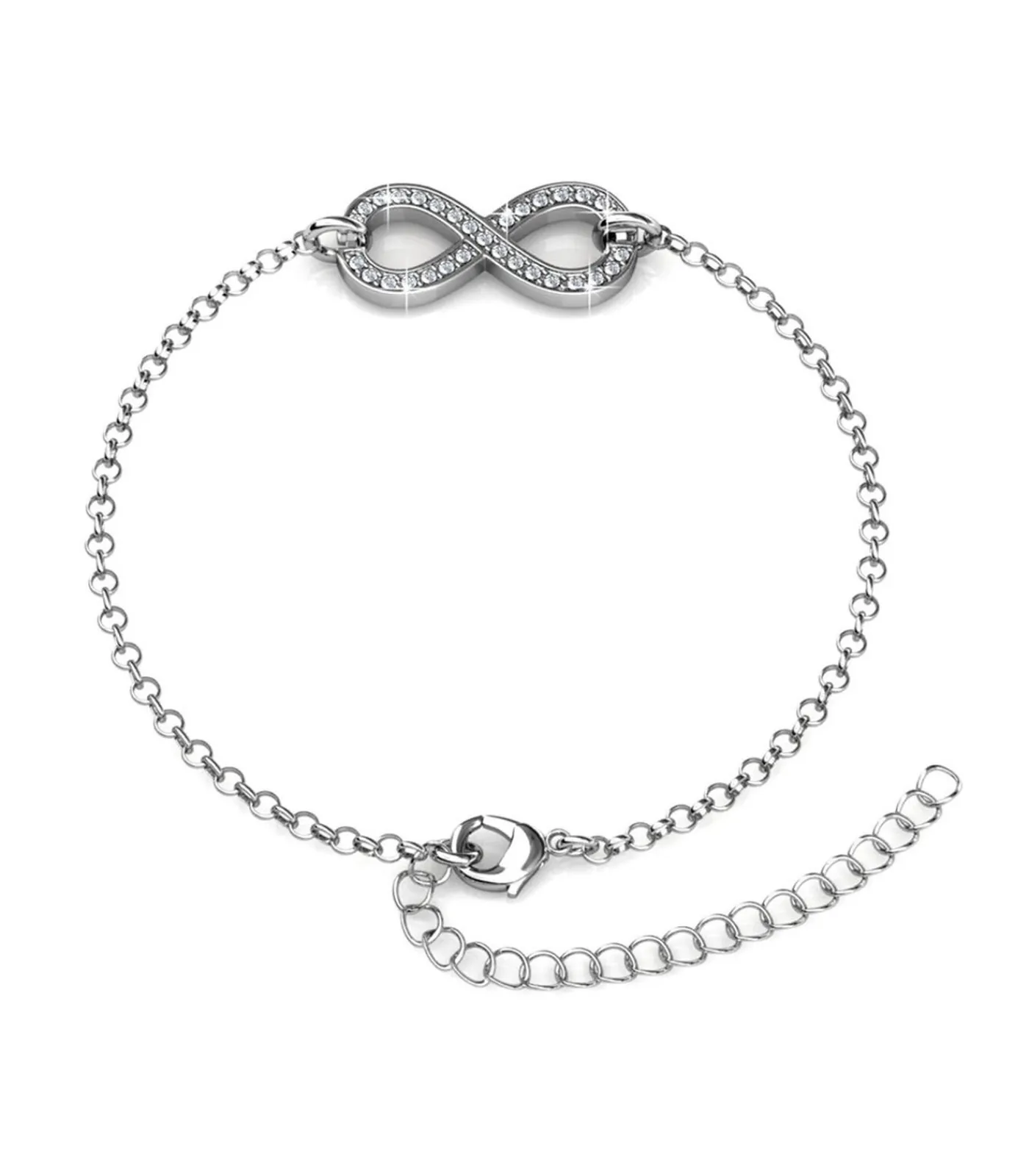 MYC-Paris Infinity Eight armband - Oostenrijks kristal van zeer hoge kwaliteit silver/white Discount