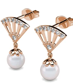 MYC-Paris Ingride Pearl oorbellen - Oostenrijks kristal van zeer hoge kwaliteit roseGold/white Discount