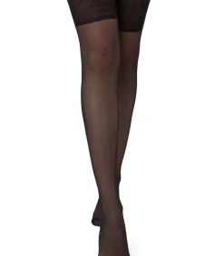 Giulia Intimo Noir 20den Sheer Suspenderpanty met open kruis - Zwart - S black New