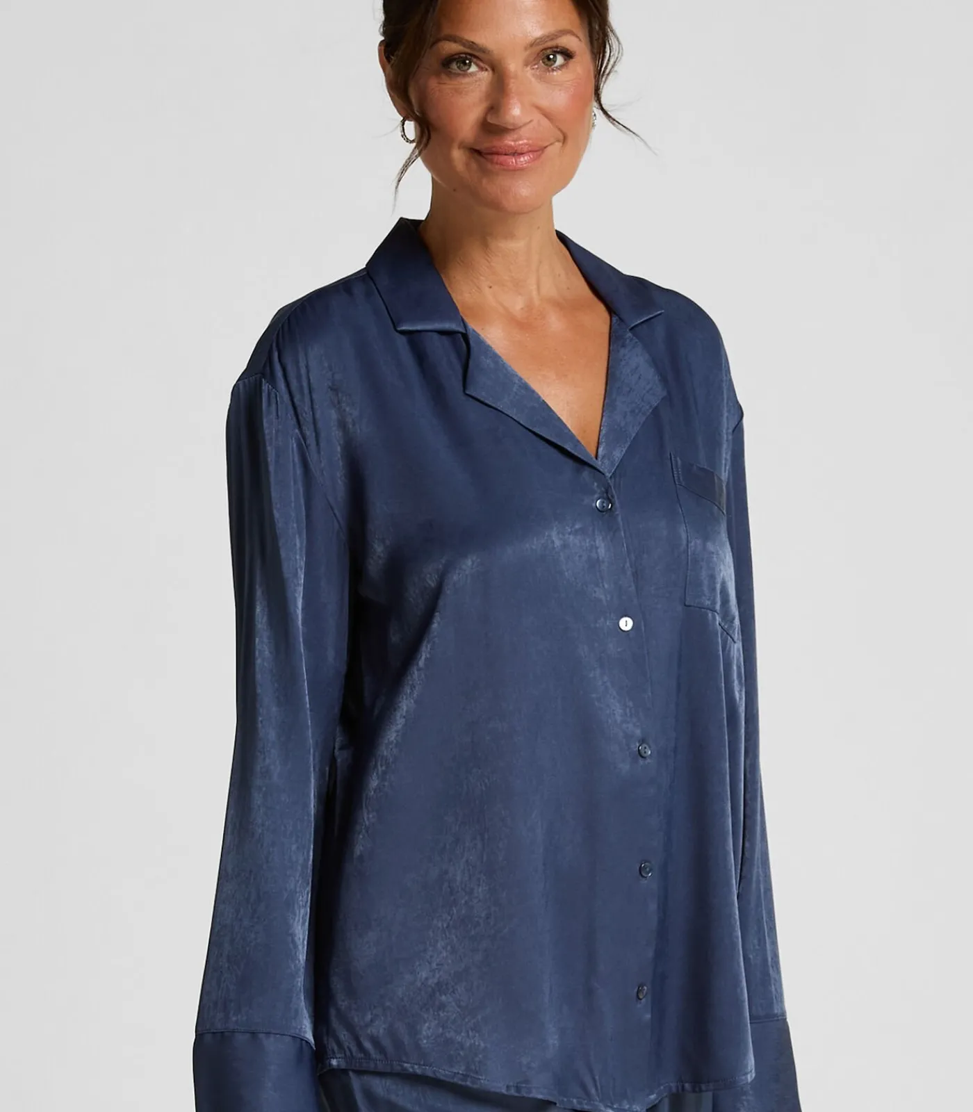 Hunkemöller Jacket lange mouwen Satijn Ayla blue