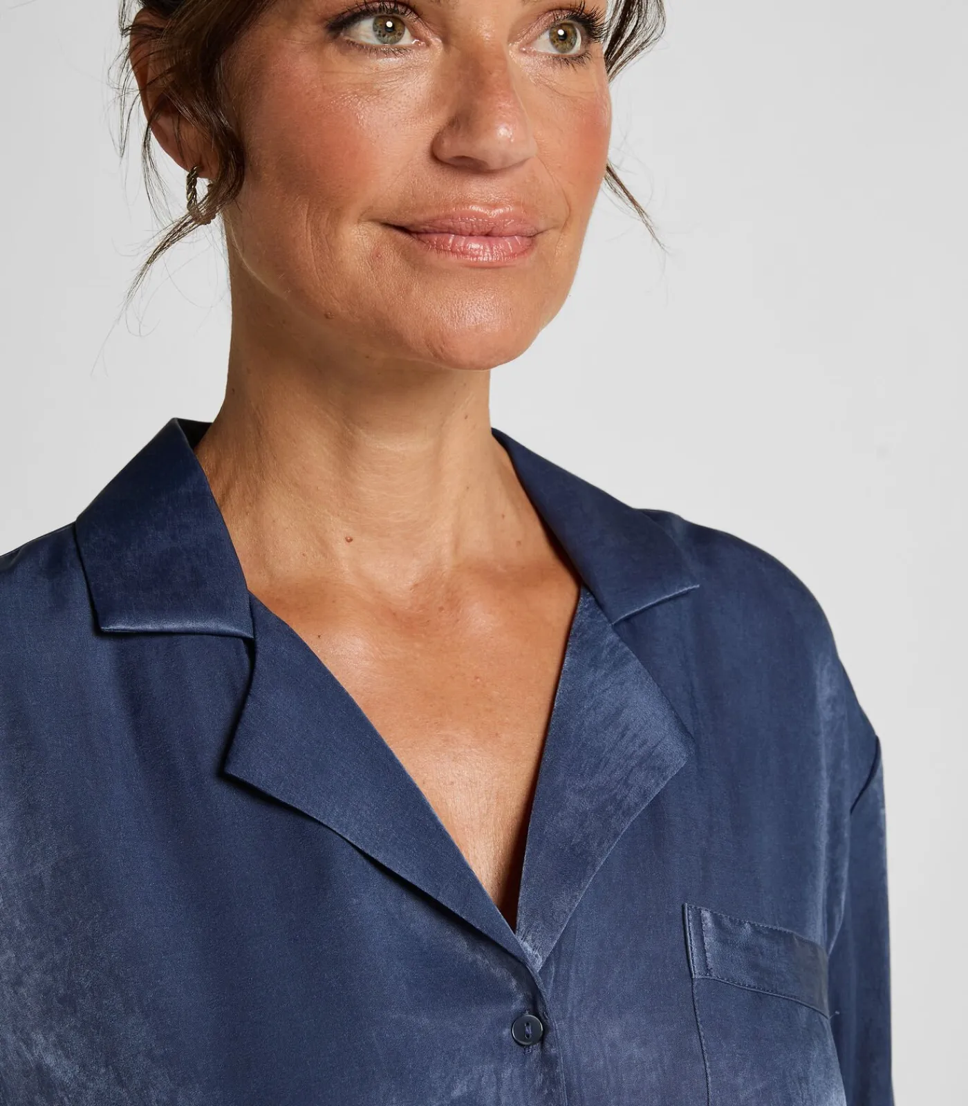 Hunkemöller Jacket lange mouwen Satijn Ayla blue