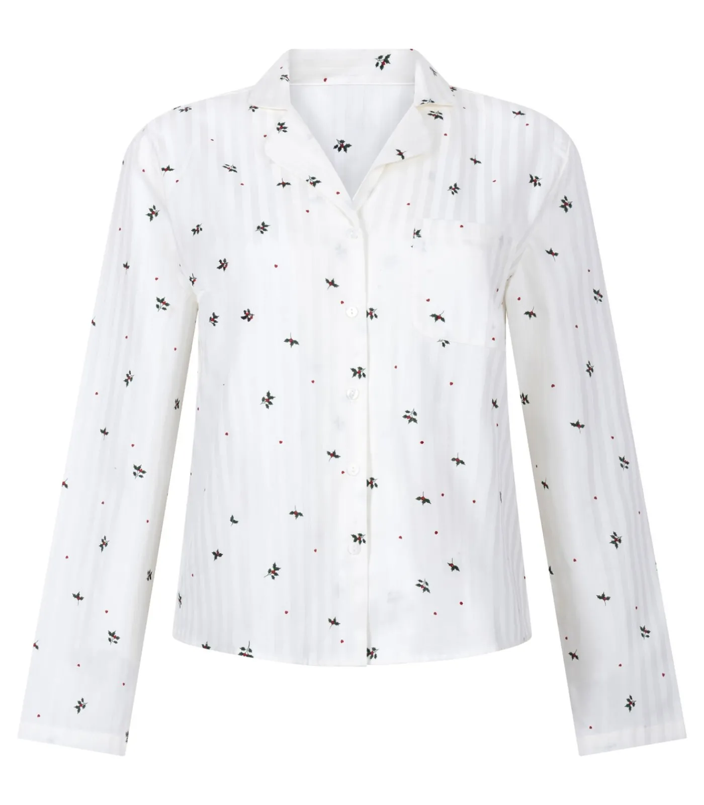 Hunkemöller Jacquard Pyjamashirt met Lange Mouwen white