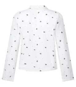Hunkemöller Jacquard Pyjamashirt met Lange Mouwen white