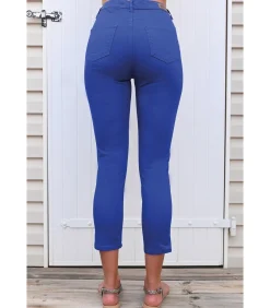 BLEU D'AZUR JAZZ - KLEIN BLAUW STRETCH KATOEN 7/8 JEANS blue Discount