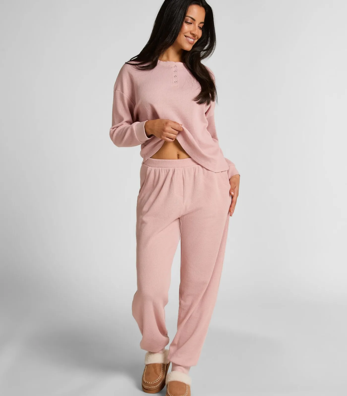 Hunkemöller Joggingbroek van wafelstof pink New