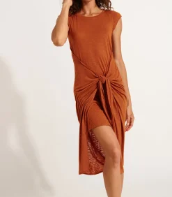 Banana Moon Juliana Caraiva koffie geknoopte T-shirt jurk brown Best