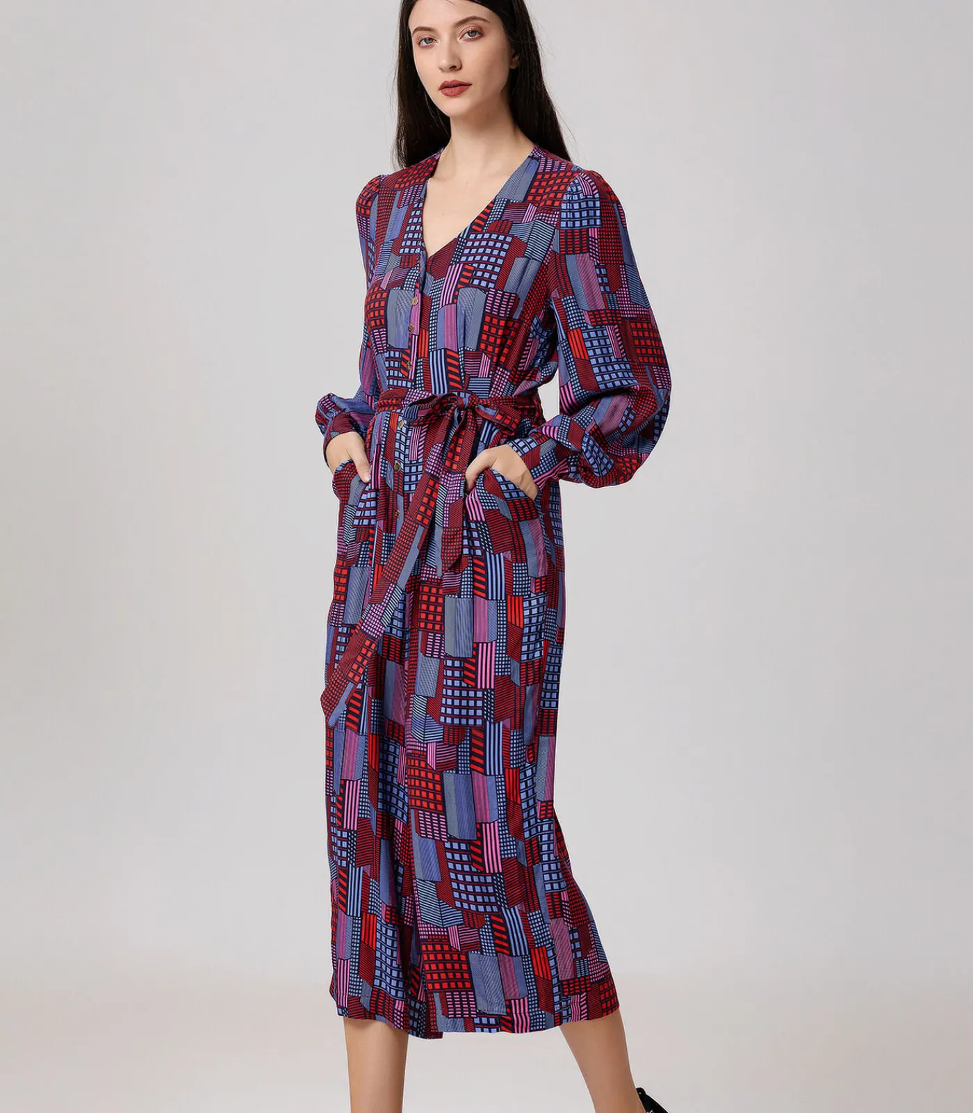 Smart & Joy Jumpsuit met grafische print en V-hals multicolor Sale