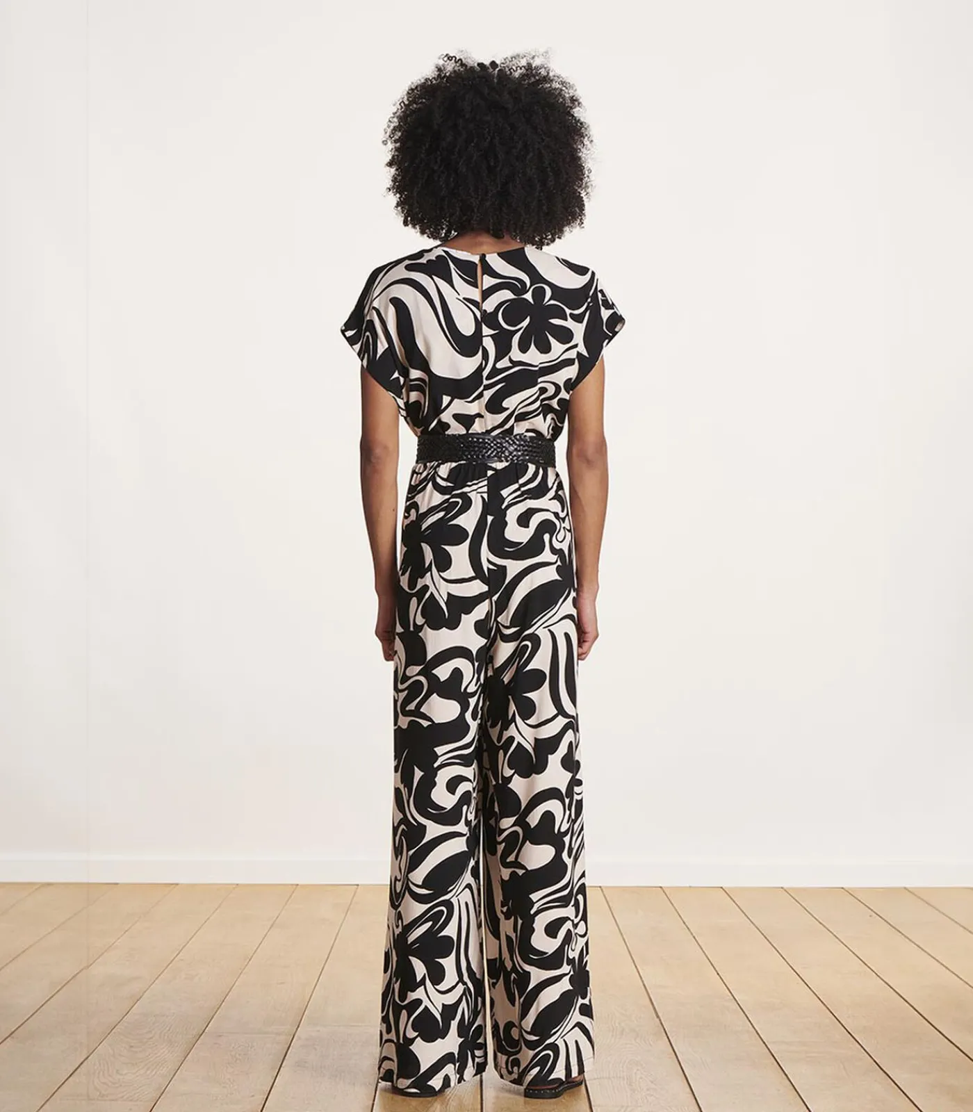 La Fée Maraboutée Jumpsuit met korte mouwen en zwart-wit print multicolor Best
