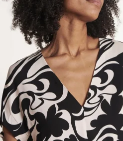 La Fée Maraboutée Jumpsuit met korte mouwen en zwart-wit print multicolor Best