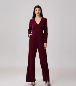 Smart & Joy Jumpsuit met V-decolleté bordeaux Best