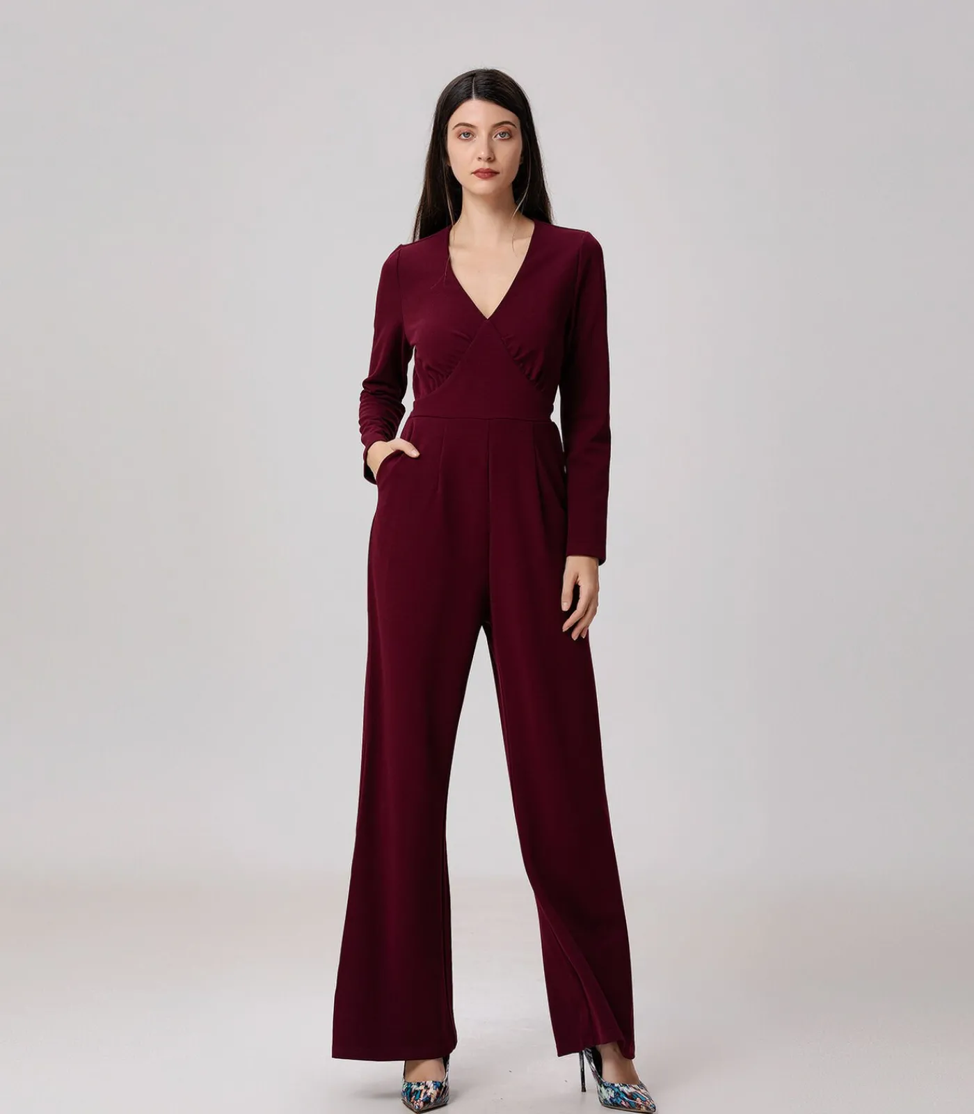 Smart & Joy Jumpsuit met V-decolleté bordeaux Best