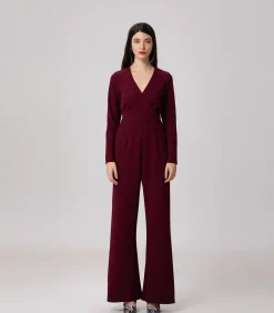 Smart & Joy Jumpsuit met V-decolleté bordeaux Best