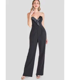 Goddiva Jumpsuit “Satin Collar Scuba Jumpsuit” black Hot