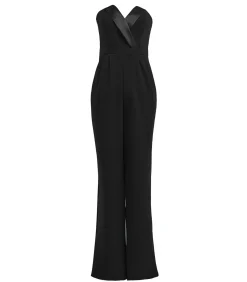 Goddiva Jumpsuit “Satin Collar Scuba Jumpsuit” black Hot