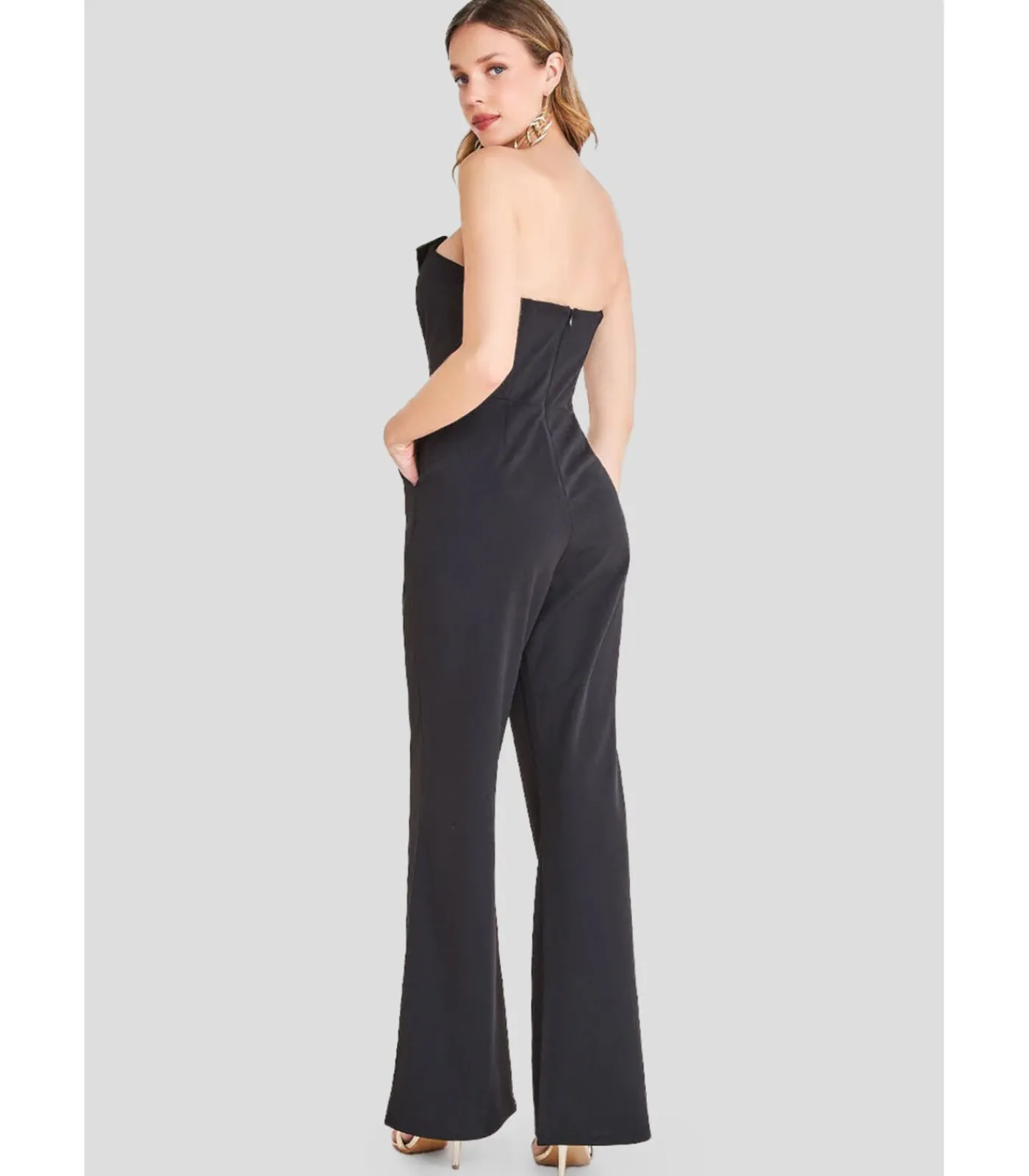 Goddiva Jumpsuit “Satin Collar Scuba Jumpsuit” black Hot