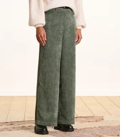 La Fée Maraboutée Kaki fluwelen broek met wijde pasvorm khaki