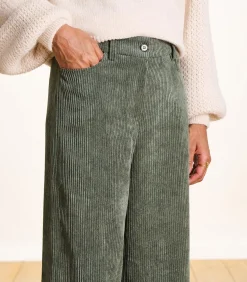 La Fée Maraboutée Kaki fluwelen broek met wijde pasvorm khaki
