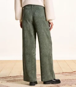 La Fée Maraboutée Kaki fluwelen broek met wijde pasvorm khaki