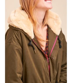 La Fée Maraboutée Kaki parka halflange capuchon darkGreen New