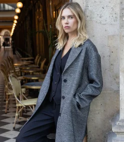 Deeluxe KALISSA - Oversized jas met chevronpatroon black Discount